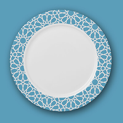 Assiette à motifs bleue