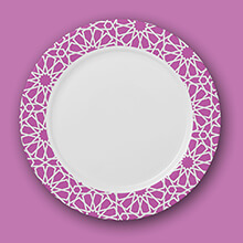 Assiette à motifs mauve